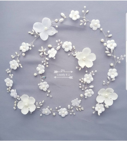 accesorii par handmade, accesorii par impletit, bijuterii mireasa, bijuterii par, ACCESORII LOVELY 4 U, GHIRLANDA CU PERLE, [4]