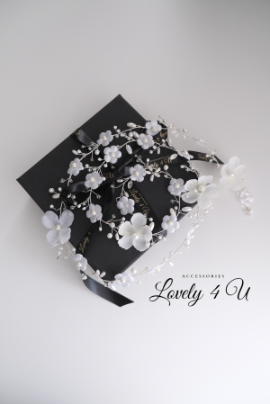 accesorii par handmade, accesorii par impletit, bijuterii mireasa, bijuterii par, ACCESORII LOVELY 4 U, GHIRLANDA CU PERLE, [9]