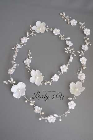 accesorii par handmade, accesorii par impletit, bijuterii mireasa, bijuterii par, ACCESORII LOVELY 4 U, GHIRLANDA CU PERLE, [6]