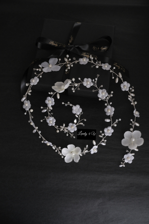 accesorii par handmade, accesorii par impletit, bijuterii mireasa, bijuterii par, ACCESORII LOVELY 4 U, GHIRLANDA CU PERLE, [10]