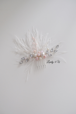 ACCESORII LOVELY 4 U, AGRAFE PAR MIREASA,  ACCESORII DE PAR CU PENE, BIJUTERII MIREASA CU PENE ,  AGRAFA DE PAR CU PENE [5]