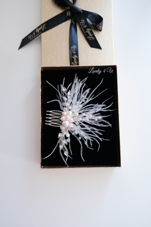 ACCESORII LOVELY 4 U, AGRAFE PAR MIREASA,  ACCESORII DE PAR CU PENE, BIJUTERII MIREASA CU PENE ,  AGRAFA DE PAR CU PENE [7]