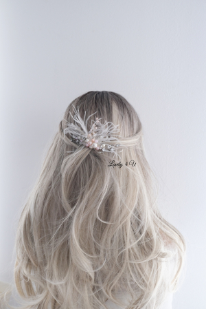 ACCESORII LOVELY 4 U, AGRAFE PAR MIREASA,  ACCESORII DE PAR CU PENE, BIJUTERII MIREASA CU PENE ,  AGRAFA DE PAR CU PENE [6]