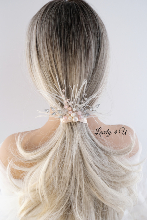 ACCESORII LOVELY 4 U, AGRAFE PAR MIREASA,  ACCESORII DE PAR CU PENE, BIJUTERII MIREASA CU PENE ,  AGRAFA DE PAR CU PENE [14]