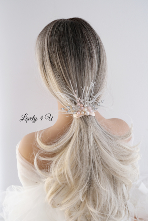 ACCESORII LOVELY 4 U, AGRAFE PAR MIREASA,  ACCESORII DE PAR CU PENE, BIJUTERII MIREASA CU PENE ,  AGRAFA DE PAR CU PENE [13]