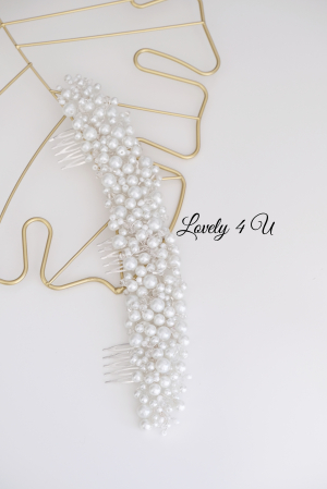 Accesoriu handmade in Romania SABINA - Diadema  mireasa cu perle si cristale - Accesoriu de lux placat cu argint [14]