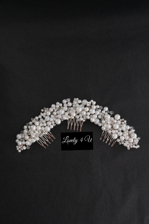 Accesoriu handmade in Romania SABINA - Diadema  mireasa cu perle si cristale - Accesoriu de lux placat cu argint [12]