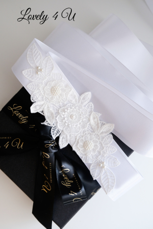 Bentita dezgatit mireasa, Esarfa alba pentru mirese, Accesoriu par, Dantela, Dezgatit, Esarfa dezgatit, Legatoare, lucrat manual, Mireasa,,Accesorii dezgatit mireasa, Bijuterii mireasa [9]
