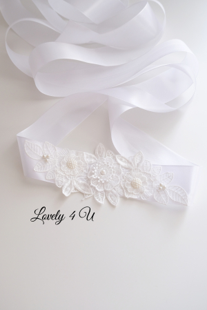 Bentita dezgatit mireasa, Esarfa alba pentru mirese, Accesoriu par, Dantela, Dezgatit, Esarfa dezgatit, Legatoare, lucrat manual, Mireasa,,Accesorii dezgatit mireasa, Bijuterii mireasa [10]