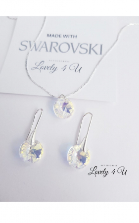 Set bijuterii mireasa, set Swarovski mireasa, lănțișor argint, cercei mireasă, cercei Swarovski mireasa, cercei cu pandant Swarovski, bijuterii Swarovski, accesorii de nunta Swarovski, set Swarovski [2]