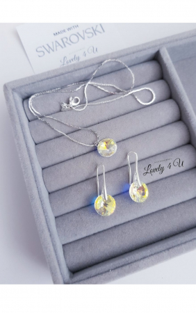 Set bijuterii mireasa, set Swarovski mireasa, lănțișor argint, cercei mireasă, cercei Swarovski mireasa, cercei cu pandant Swarovski, bijuterii Swarovski, accesorii de nunta Swarovski, set Swarovski [5]