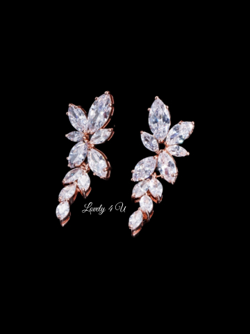 Selly  Cerceii mireasa rose-gold cu pietricele [4]