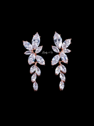 Selly  Cerceii mireasa rose-gold cu pietricele [3]