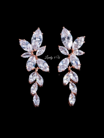 Selly  Cerceii mireasa rose-gold cu pietricele [1]