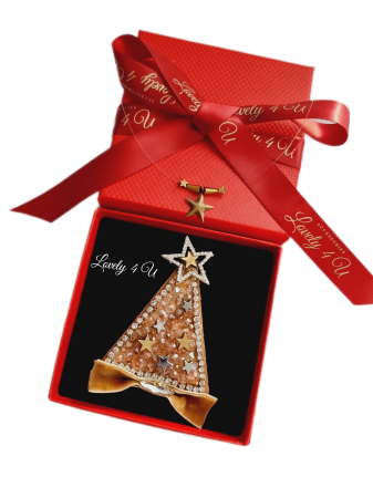 Set Broșă și colier, Broșă handmade bradut și colier festiv cu fir transparent [3]