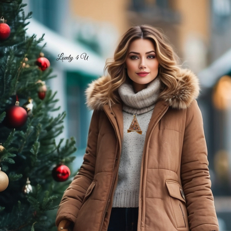 Set Broșă și colier, Broșă handmade bradut și colier festiv cu fir transparent [1]