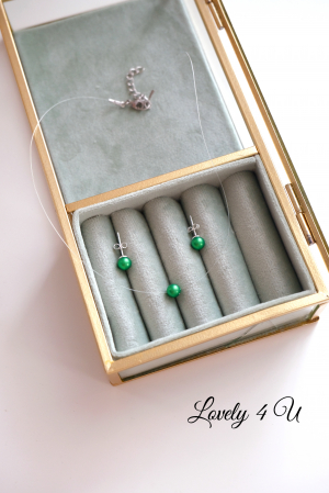 SET CERCEI SI COLIER MIREASA, SET perle verzi, COLIER SWAROVSKI cu perle verzi, COLIER verde fir transparent,  Choker cu perla, Choker, Colier transparent Swarovski, Bijuterii mireasa, Cercei mici cu perle Swarovski, CERCEI [9]