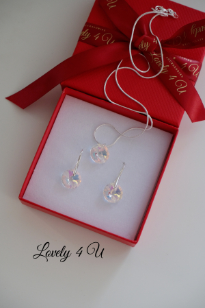 Set bijuterii mireasa, set Swarovski mireasa, lănțișor argint, cercei mireasă, cercei Swarovski mireasa, cercei cu pandant Swarovski, bijuterii Swarovski, accesorii de nunta Swarovski, set Swarovski [9]