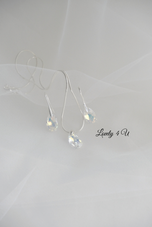COLIERE - Set SWAROVSKI cristale picătura -cercei și lănțișor