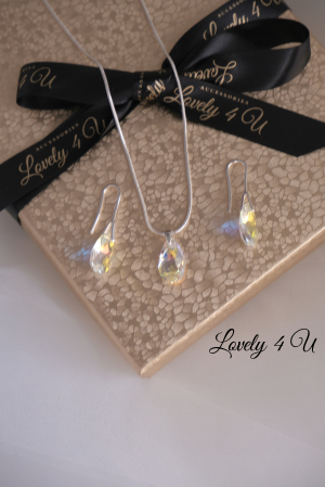 Set SWAROVSKI cristale picătura -cercei și lănțișor [2]
