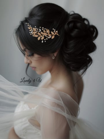 ACCESORII / PRODUSE - Accesoriu mireasa stil grecesc, Bijuterii par stil grecesc, Diadema stil grecesc, Accesorii mireasa cu frunze, frunze aurii, Agrafa par mireasa, Agrafa stil grecesc, Mireasa 2024, Accesorii Lovely 4 U, frunze aurii, perle , fir metalic placat cu aur