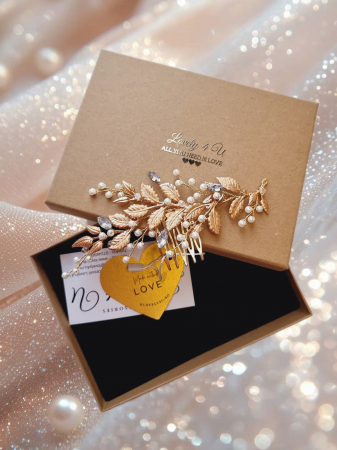 Accesoriu mireasa stil grecesc, Bijuterii par stil grecesc, Diadema stil grecesc, Accesorii mireasa cu frunze, frunze aurii, Agrafa par mireasa, Agrafa stil grecesc, Mireasa 2024, Accesorii Lovely 4 U, frunze aurii, perle , fir metalic placat cu aur [3]