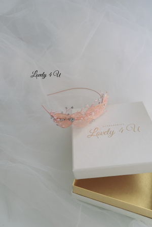 Coroniță stil grecesc, coroniță cu frunze, tiara mireasa, tiara cu frunze, frunze rose gold, bijuterii mireasa cu frunze, accesorii Lovely 4 U, tiara mireasa, coroniță asimetrica, tiara asimetrica [5]