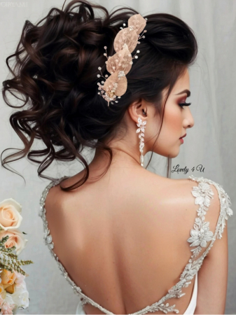 Coroniță stil grecesc, coroniță cu frunze, tiara mireasa, tiara cu frunze, frunze rose gold, bijuterii mireasa cu frunze, accesorii Lovely 4 U, tiara mireasa, coroniță asimetrica, tiara asimetrica [3]