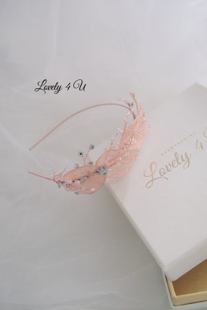 Coroniță stil grecesc, coroniță cu frunze, tiara mireasa, tiara cu frunze, frunze rose gold, bijuterii mireasa cu frunze, accesorii Lovely 4 U, tiara mireasa, coroniță asimetrica, tiara asimetrica [2]
