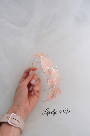 Coroniță stil grecesc, coroniță cu frunze, tiara mireasa, tiara cu frunze, frunze rose gold, bijuterii mireasa cu frunze, accesorii Lovely 4 U, tiara mireasa, coroniță asimetrica, tiara asimetrica [4]