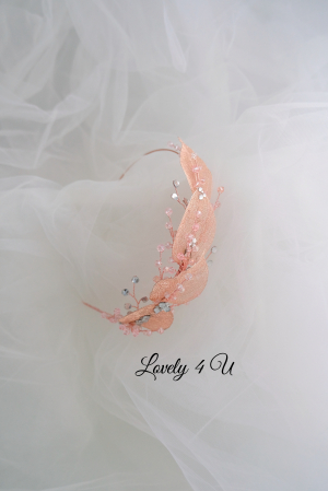 Coroniță stil grecesc, coroniță cu frunze, tiara mireasa, tiara cu frunze, frunze rose gold, bijuterii mireasa cu frunze, accesorii Lovely 4 U, tiara mireasa, coroniță asimetrica, tiara asimetrica [9]