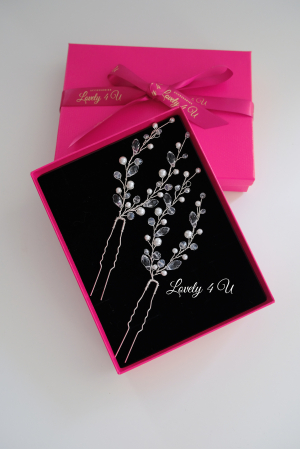 Agrafe coc mireasa,  Accesorii realizate in Romania, Accesorii handmade, Set accesorii mirese, Set bijuterii nunta, Agrafe pentru par, Pin coc cu perle, Agrafa de par cu perle, Accesorii nunta, Bijuterii mireasa, Agrafa, Accesorii LOVELY 4 U, [3]