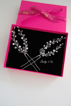 Agrafe coc mireasa,  Accesorii realizate in Romania, Accesorii handmade, Set accesorii mirese, Set bijuterii nunta, Agrafe pentru par, Pin coc cu perle, Agrafa de par cu perle, Accesorii nunta, Bijuterii mireasa, Agrafa, Accesorii LOVELY 4 U, [2]