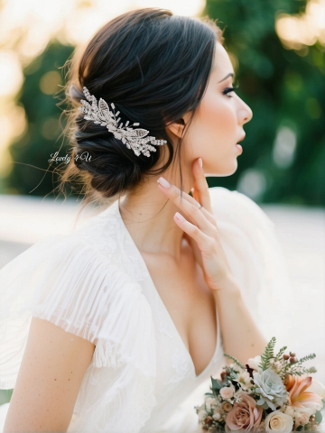 set agrafe coc mireasa, set agrafe pentru mirese, set accesorii nunta, pin coc cu frunze, piepteni si pini mireasa, accesoriu lateral cu funze, decoratiuni par mireasa, accesoriu mireasa, accesoriu par cu cristale, argintiu, frunze, bucuresti, cluj, diadema mireasa,diadema  frunze, iasi, pieptene mireasa, tiara, Timisoara [4]