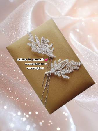set agrafe coc mireasa, set agrafe pentru mirese, set accesorii nunta, pin coc cu frunze, piepteni si pini mireasa, accesoriu lateral cu funze, decoratiuni par mireasa, accesoriu mireasa, accesoriu par cu cristale, argintiu, frunze, bucuresti, cluj, diadema mireasa,diadema  frunze, iasi, pieptene mireasa, tiara, Timisoara [7]