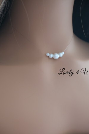 LUANA - Colier cu fir transparent și perle albe [6]
