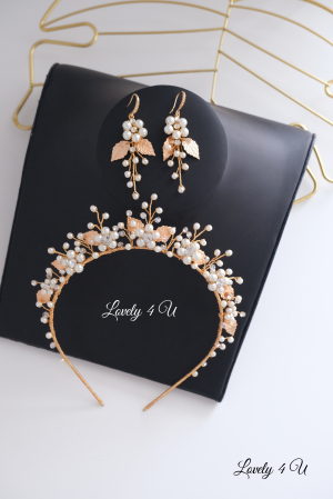 TIARA MIREASA, TIARA AURIE, TIARA CU FRUNZE, TIARA FRUNZE AURII, ACCESORII CU PERLE, ACCESORII MIREASA, CORONITA MIREASA, DIADEMA MIREASA, CORONITA CU FRUNZE AURII, PERLE, TIARA CU FLORI [14]