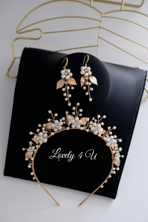 TIARA MIREASA, TIARA AURIE, TIARA CU FRUNZE, TIARA FRUNZE AURII, ACCESORII CU PERLE, ACCESORII MIREASA, CORONITA MIREASA, DIADEMA MIREASA, CORONITA CU FRUNZE AURII, PERLE, TIARA CU FLORI [17]