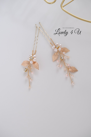 TIMEA - SET AGRAFE CU PERLE ROZ [1]