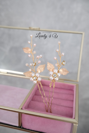 TIMEA - SET AGRAFE CU PERLE ROZ [5]