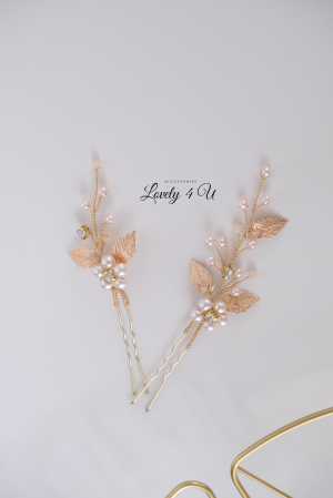 TIMEA - SET AGRAFE CU PERLE ROZ [8]