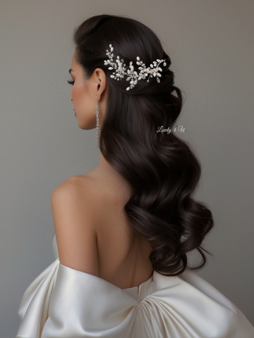 Diademe mireasa premium / accesorii par handmade - VALENTINA - accesoriu pentru mirese cu perle si cristale
