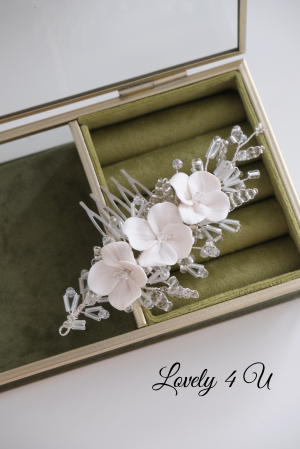 Pieptăn mic mireasa, accesoriu mic mireasa, accesoriu boem mireasa, bijuterii mireasa, ACCESORII LOVELY 4 U, ACCESORII 2023, AGRAFA COC MIREASA, DIADEMA MIREASA, ACCESORIU CU FLORI MIREASA, TIARA, MIC [18]