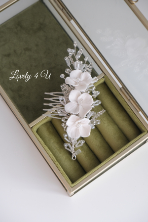 Pieptăn mic mireasa, accesoriu mic mireasa, accesoriu boem mireasa, bijuterii mireasa, ACCESORII LOVELY 4 U, ACCESORII 2023, AGRAFA COC MIREASA, DIADEMA MIREASA, ACCESORIU CU FLORI MIREASA, TIARA, MIC [19]