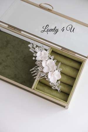 Pieptăn mic mireasa, accesoriu mic mireasa, accesoriu boem mireasa, bijuterii mireasa, ACCESORII LOVELY 4 U, ACCESORII 2023, AGRAFA COC MIREASA, DIADEMA MIREASA, ACCESORIU CU FLORI MIREASA, TIARA, MIC [17]