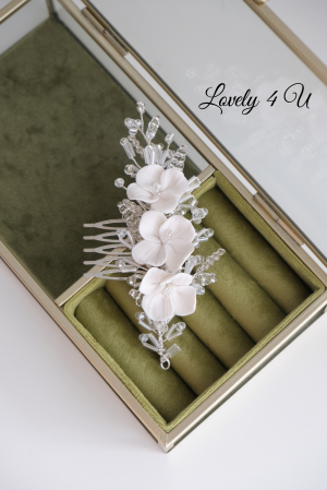 Pieptăn mic mireasa, accesoriu mic mireasa, accesoriu boem mireasa, bijuterii mireasa, ACCESORII LOVELY 4 U, ACCESORII 2023, AGRAFA COC MIREASA, DIADEMA MIREASA, ACCESORIU CU FLORI MIREASA, TIARA, MIC [20]
