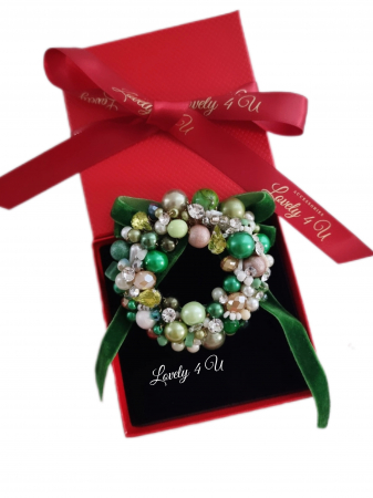 IDEI CADOURI DE CRACIUN - SET ACCESORII , BIJUTERII, BROSE PENTRU CRACIUN - BROSA ELEGANTA, BROSE si ACCESORII, CADOU DEOSEBIT, BROSA HANDMADE, BROSA CU PERLE, CATIFEA, PERLE, ACCESORII