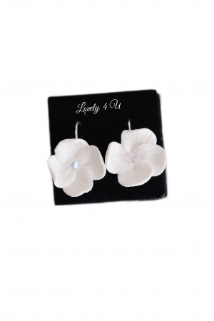 VANIA - cercei cu flori și cristale Swarovski, cercei argint, cercei swarovki cu flori, cercei mireasa cu flori si cristale swarovski, cercei realizati manual in Romania [4]