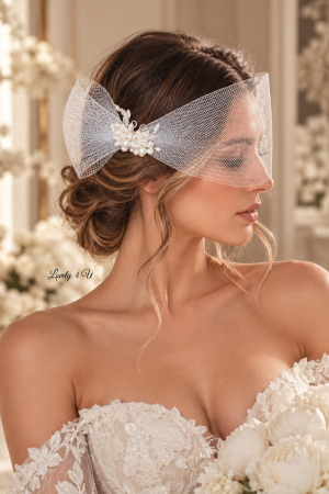 VOALETE - Voaletă Mireasă IVY cu Perle – Voaletă Birdcage Handmade LOVELY 4 U
