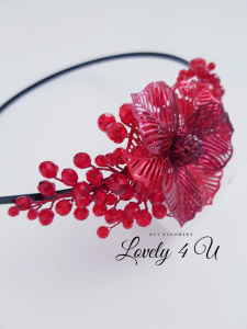 CORDELUTA ROȘIE, BENTIȚĂ CU CRISTALE ROȘII, BIJUTERII PAR CU FLORI, ACCESORII LOVELY 4 U, CADOU HANDMADE PENTRU FEMEI, CADOURI PENTRU FEMEI, ACCESORII,  CODELUTE PENTRU FETIȚE, ACCESORII HANDMADE IN ROMANIA, ACCESORIU UNICAT [8]